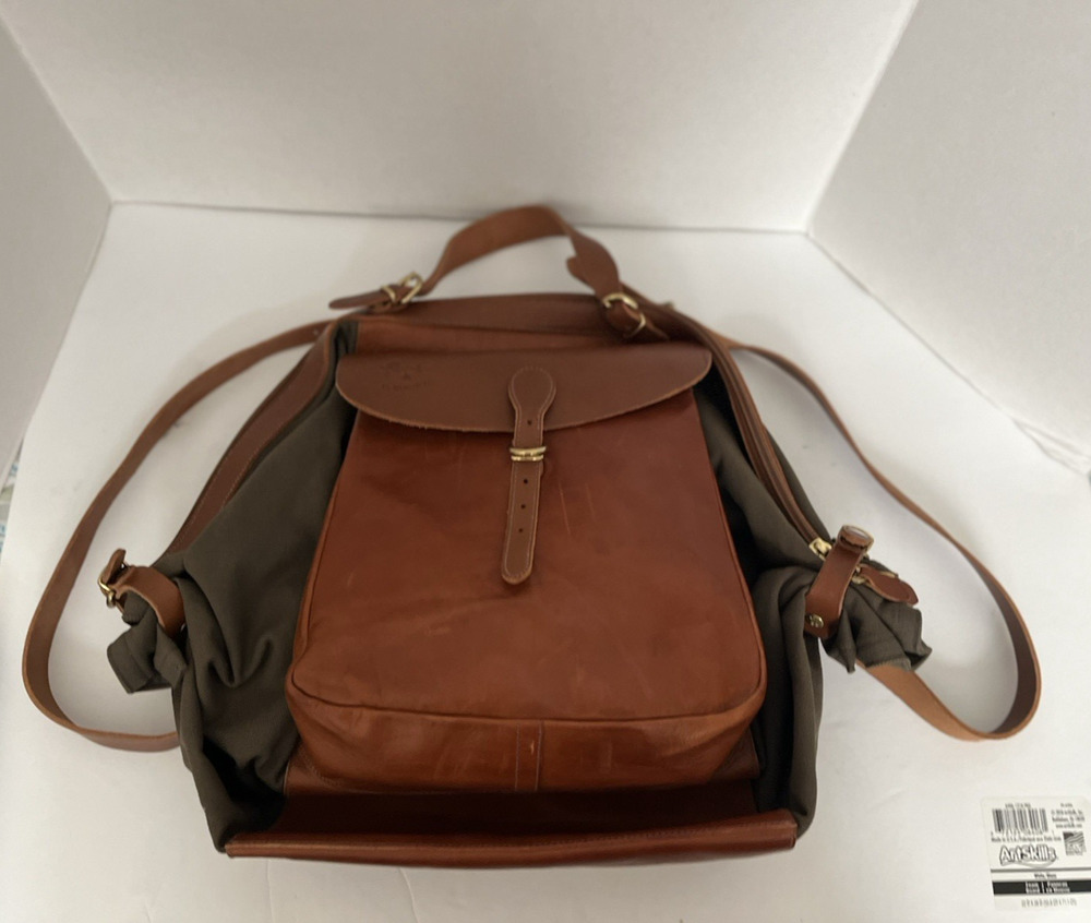 IL BISCONTE CONVERTIBLE 3 WAY CANDY BACKPACK/SHOULDER BAG LEATHER /CANVAS NWOT